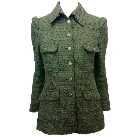 chanel green coat|chanel jacket pre owned.